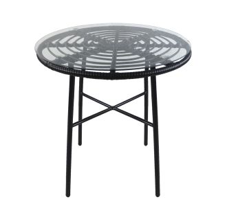 Τραπέζι Κήπου ArteLibre APPIUS Μαύρο Μέταλλο/Rattan/Γυαλί 70x70x74cm 14510043 ArteLibre |  Τραπέζια κήπου στο espiti