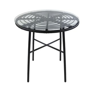 Τραπέζι Κήπου ArteLibre APPIUS Μαύρο Μέταλλο/Rattan/Γυαλί 70x70x74cm 14510043 ArteLibre |  Τραπέζια κήπου στο espiti
