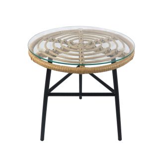 Τραπέζι Κήπου ArteLibre ARELLIUS Φυσικό/Μαύρο Μέταλλο/Rattan/Γυαλί 45x45x46cm 14510044 ArteLibre |  Τραπέζια κήπου στο espiti