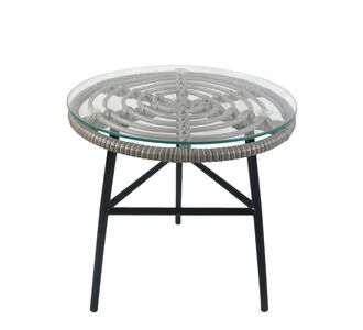 Τραπέζι Κήπου ArteLibre ARELLIUS Γκρι/Μαύρο Μέταλλο/Rattan/Γυαλί 45x45x46cm 14510045 ArteLibre |  Τραπέζια κήπου στο espiti