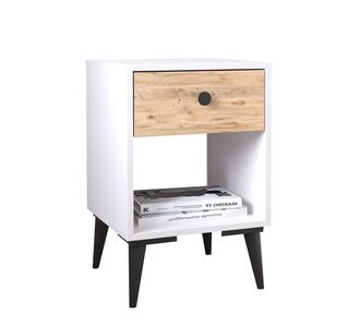 Κομοδίνο ArteLibre AMARI Λευκό/Δρυς Μοριοσανίδα 43x43x67.5cm 14870066 ArteLibre |  Κομοδίνα στο espiti