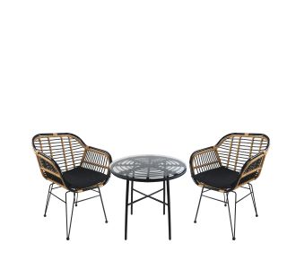 Σετ Τραπεζαρία Κήπου ArteLibre APPIUS Μαύρο Μέταλλο/Rattan/Γυαλί Με 2 Καρέκλες 14990370 14990370 ArteLibre |  Σετ τραπεζαρία κήπου στο espiti