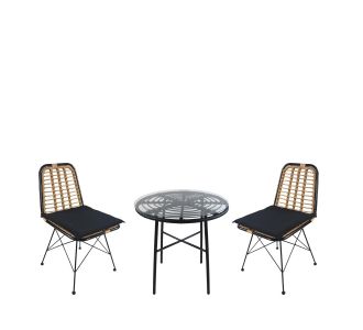 Σετ Τραπεζαρία Κήπου ArteLibre APPIUS Μαύρο Μέταλλο/Rattan/Γυαλί Με 2 Καρέκλες 14990376 14990376 ArteLibre |  Σετ τραπεζαρία κήπου στο espiti