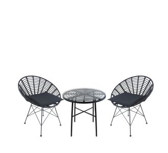 Σετ Τραπεζαρία Κήπου ArteLibre APPIUS Μαύρο Μέταλλο/Rattan/Γυαλί Με 2 Καρέκλες 14990388 14990388 ArteLibre |  Σετ τραπεζαρία κήπου στο espiti