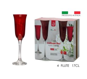 Ποτήρι Σαμπάνιας 17cl Διάφανο/Κόκκινο Γυαλί Σετ 4Τμχ 06511094 ArteLibre |  Ποτήρια στο espiti