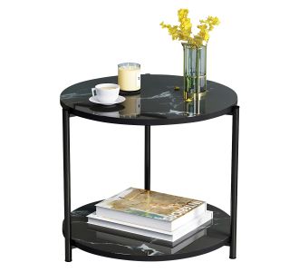 Τραπεζάκι Σαλονιού ArteLibre ALGETI Μαύρο Με Όψη Μαρμάρου MDF/Μέταλλο Φ40x43cm 14370247 ArteLibre |  Τραπεζάκια σαλονιού στο espiti