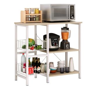 Ραφιέρα Κουζίνας ArteLibre SEAL Maple/Λευκό MDF/Μέταλλο 80x35x75cm 14370257 ArteLibre |  Σετ Κουζίνες στο espiti