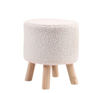 Σκαμπό ArteLibre CATTLEYA Με Ξύλινα Πόδια Λευκό Ύφασμα Cashmere 35x35x40cm 14940017 ArteLibre |  Σκαμπώ κήπου στο espiti