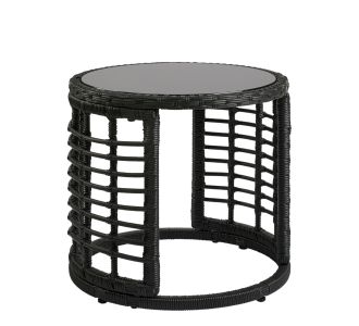 Τραπεζάκι Κήπου ArteLibre AURIUS Μαύρο Rattan/Γυαλί Φ45x40cm 14510063 ArteLibre |  Τραπέζια κήπου στο espiti
