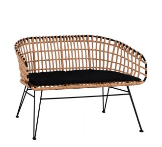 Καναπές Κήπου ArteLibre ARVENIUS Φυσικό/Μαύρο Rattan 124x57x77cm 14510064 ArteLibre |  Καναπέδες - Καρέκλες  στο espiti