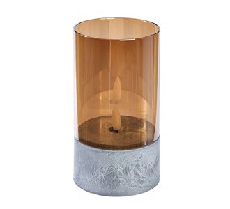 Θήκη Ρεσώ ArteLibre Με LED Φλόγα Καφέ Γυαλί 20cm 05160041 ArteLibre |  Διακοσμητκά στο espiti