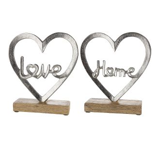 Διακοσμητικό ArteLibre Καρδιά 'Home/Love' Σε Βάση Ασημί Αλουμίνιο/Ξύλο 6x18x16cm Σε 2 Σχέδια 05160399 ArteLibre |  Διακοσμητκά στο espiti