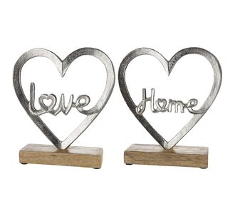 Διακοσμητικό ArteLibre Καρδιά 'Home/Love' Σε Βάση Ασημί Αλουμίνιο/Ξύλο 6x18x16cm Σε 2 Σχέδια 05160399 ArteLibre |  Διακοσμητκά στο espiti