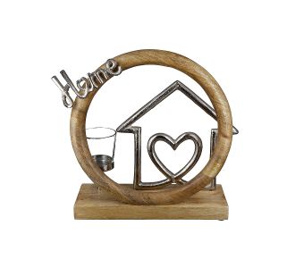 Θήκη Ρεσώ ArteLibre  'Home' Σπίτι Σε Κύκλο Φυσικό/Ασημί Ξύλο/Αλουμίνιο 9x27cm 05160465 ArteLibre |  Διακοσμητκά στο espiti
