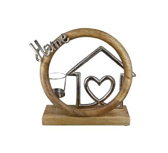 Θήκη Ρεσώ ArteLibre  'Home' Σπίτι Σε Κύκλο Φυσικό/Ασημί Ξύλο/Αλουμίνιο 9x27cm 05160465 ArteLibre |  Διακοσμητκά στο espiti