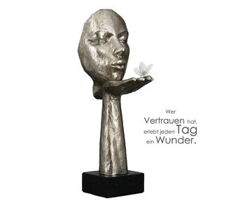 Διακοσμητικό ArteLibre Πρόσωπο Κρατεί Πεταλούδα Σε Βάση Ασημί/Μαύρο Polyresin 16.5x10x34cm 05160833 ArteLibre |  Διακοσμητκά στο espiti