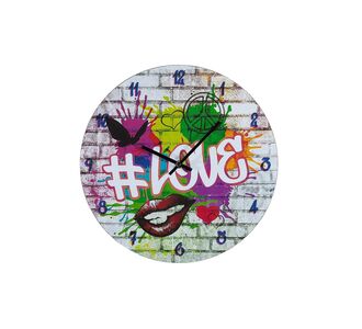 Ρολόι Τοίχου ArteLibre 'Love' Με Γκράφιτι Πολύχρωμο MDF Φ33.8x2cm 05160841 ArteLibre |  Ρολόγια στο espiti