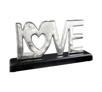 Διακοσμητικό ArteLibre 'Love' Σε Βάση Ασημί/Μαύρο Αλουμίνιο/Ξύλο 28x5x14cm 05160877 ArteLibre |  Διακοσμητκά στο espiti