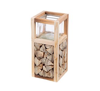 Ανεμοφωτιστικό 'Catasta' Γυαλί/Ξύλο Εκρού 14x14x30cm 05161067 ArteLibre |  Διακοσμητκά στο espiti