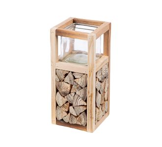 Ανεμοφωτιστικό 'Catasta' Γυαλί/Ξύλο Εκρού 14x14x30cm 05161067 ArteLibre |  Διακοσμητκά στο espiti