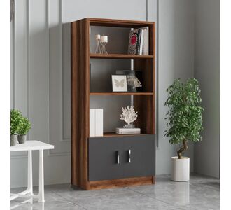 Βιβλιοθήκη ArteLibre EDGWARE Baroque/Ανθρακί Μοριοσανίδα 63.6x37.6x140cm 15350130 ArteLibre |  Βιβλιοθήκες στο espiti