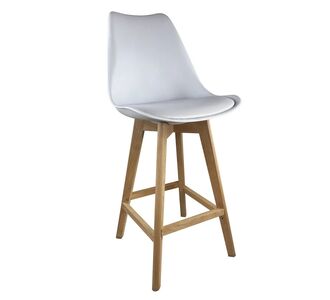 Σκαμπό Bar ArteLibre BRONX Λευκό PP/PU/Ξύλο 57.5x49x105cm 14600112 ArteLibre |  Σκαμπώ κήπου στο espiti