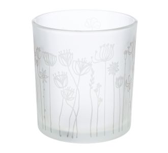 Φανάρι Καταιγίδας Cylindrical "Flower" Λουλουδάτο Design Γυάλινο Λευκό PU 18 H. cm D. 7 cm 05161252 ArteLibre |  Διακοσμητκά στο espiti