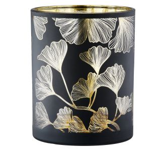 Φανάρι Καταιγίδας Cylindrical "Ginkgo" Ginkgo Motif Γυάλινο Μαύρο PU 18 H. cm D. 7 cm 05161253 ArteLibre |  Διακοσμητκά στο espiti
