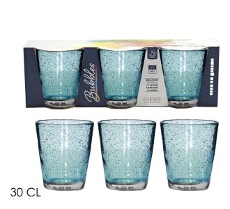 Ποτήρια Bubbles Μπλε Γυαλί 30cl 3Τμχ 06512667 ArteLibre |  Ποτήρια στο espiti
