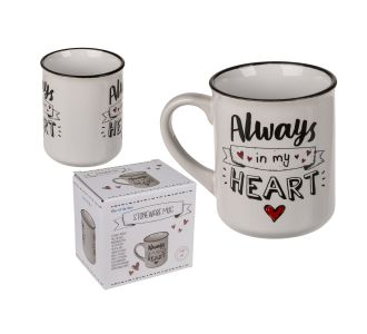 Κούπα ‘Always In My Heart’ Λευκό/Μαύρο Κεραμικό 250ml 06530174 ArteLibre |  Ποτήρια στο espiti