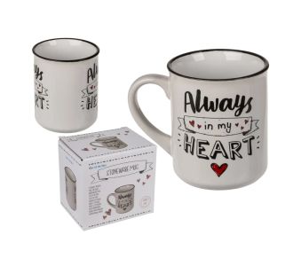Κούπα ‘Always In My Heart’ Λευκό/Μαύρο Κεραμικό 250ml 06530174 ArteLibre |  Ποτήρια στο espiti