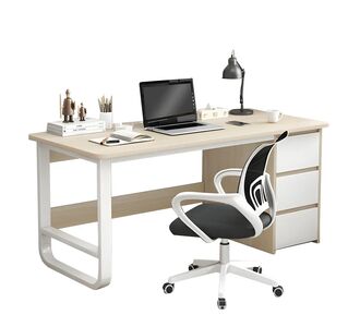 Γραφείο ArteLibre MERGELLUS Φυσικό/Λευκό MDF/Μέταλλο 120x50x74cm 14370270 ArteLibre |  Γραφεία στο espiti