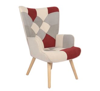 Πολυθρόνα ArteLibre BRIAR Μπορντό/Γκρι Patchwork Ύφασμα/Ξύλο 73x69x96cm 14770073 ArteLibre |  Πολυθρόνες σαλονιού στο espiti