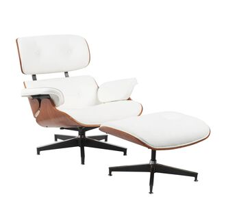 Πολυθρόνα Relax ArteLibre MIREN Με Υποπόδιο Λευκό/Καφέ Ξύλο/PU 82x92x78cm 15330015 ArteLibre |  Πολυθρόνες σαλονιού στο espiti