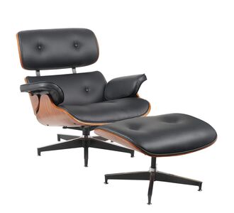 Πολυθρόνα Relax ArteLibre MIREN Με Υποπόδιο Μαύρο/Καφέ Ξύλο/PU 82x92x78cm 15330023 ArteLibre |  Πολυθρόνες σαλονιού στο espiti