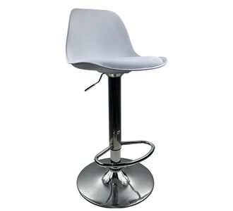 Σκαμπό Bar ArteLibre AMADA Λευκό/Χρώμιο PP/Μέταλλο 41x40x79-89cm 14600198 ArteLibre |  Σκαμπώ κήπου στο espiti