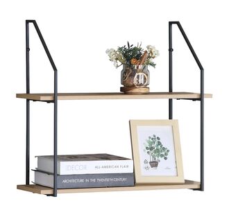 Ραφιέρα Τοίχου ArteLibre OLVAN Δρυς/Μαύρο MDF/Μέταλλο 65x20x52cm 15340087 ArteLibre |  Βοηθητικά έπιπλα γραφείου στο espiti
