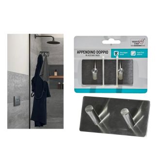 Κρεμάστρα 2 Θέσεων Ανοξείδωτο Ατσάλι 9x3.1x4.5cm 06514116 ArteLibre |  Στήλες Μπάνιου στο espiti