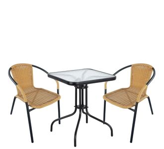 Σετ Τραπεζαρία Κήπου ArteLibre MARS Μαύρο/Μπεζ Rattan/Γυαλί/Μέταλλο Με 2 Πολυθρόνες 14990487 14990487 ArteLibre |  Σετ τραπεζαρία κήπου στο espiti