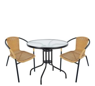Σετ Τραπεζαρία Κήπου ArteLibre EARTH Μαύρο/Μπεζ Rattan/Γυαλί/Μέταλλο Με 2 Πολυθρόνες 14990489 14990489 ArteLibre |  Σετ τραπεζαρία κήπου στο espiti
