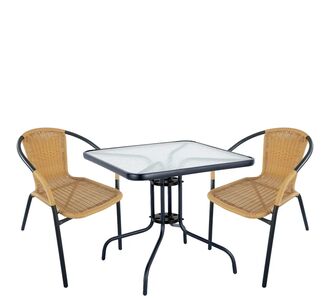 Σετ Τραπεζαρία Κήπου ArteLibre MARS Μαύρο/Μπεζ Rattan/Γυαλί/Μέταλλο Με 2 Πολυθρόνες 14990490 14990490 ArteLibre |  Σετ τραπεζαρία κήπου στο espiti