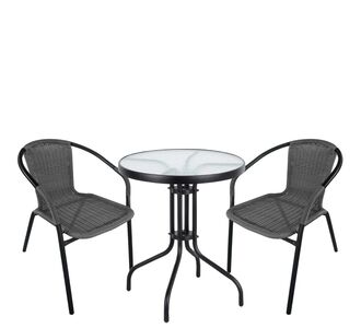 Σετ Τραπεζαρία Κήπου ArteLibre EARTH Μαύρο/Γκρι Rattan/Γυαλί/Μέταλλο Με 2 Πολυθρόνες 14990493 14990493 ArteLibre |  Σετ τραπεζαρία κήπου στο espiti