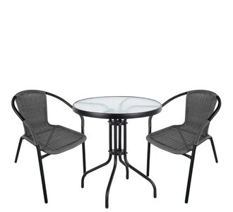 Σετ Τραπεζαρία Κήπου ArteLibre EARTH Μαύρο/Γκρι Rattan/Γυαλί/Μέταλλο Με 2 Πολυθρόνες 14990494 14990494 ArteLibre |  Σετ τραπεζαρία κήπου στο espiti