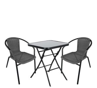 Σετ Τραπεζαρία Κήπου ArteLibre TAURUS Μαύρο/Γκρι Rattan/Γυαλί/Μέταλλο Με 2 Πολυθρόνες 14990496 14990496 ArteLibre |  Σετ τραπεζαρία κήπου στο espiti
