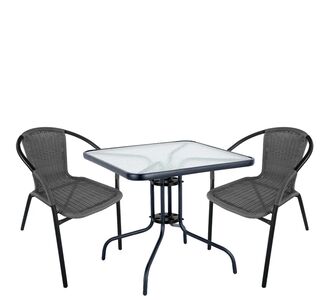 Σετ Τραπεζαρία Κήπου ArteLibre MARS Μαύρο/Γκρι Rattan/Γυαλί/Μέταλλο Με 2 Πολυθρόνες 14990498 14990498 ArteLibre |  Σετ τραπεζαρία κήπου στο espiti
