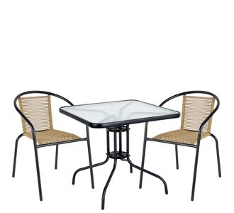 Σετ Τραπεζαρία Κήπου ArteLibre MARS Μαύρο/Φυσικό Rattan/Γυαλί/Μέταλλο Με 2 Πολυθρόνες 14990520 14990520 ArteLibre |  Σετ τραπεζαρία κήπου στο espiti