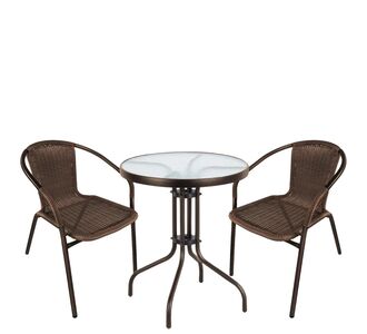 Σετ Τραπεζαρία Κήπου ArteLibre EARTH Καφέ Rattan/Γυαλί/Μέταλλο Με 2 Πολυθρόνες 14990524 14990524 ArteLibre |  Σετ τραπεζαρία κήπου στο espiti
