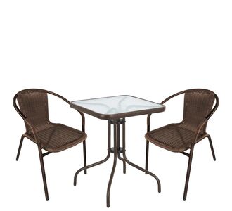 Σετ Τραπεζαρία Κήπου ArteLibre MARS Καφέ Rattan/Γυαλί/Μέταλλο Με 2 Πολυθρόνες 14990525 14990525 ArteLibre |  Σετ τραπεζαρία κήπου στο espiti