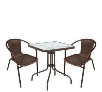 Σετ Τραπεζαρία Κήπου ArteLibre MARS Καφέ Rattan/Γυαλί/Μέταλλο Με 2 Πολυθρόνες 14990526 14990526 ArteLibre |  Σετ τραπεζαρία κήπου στο espiti