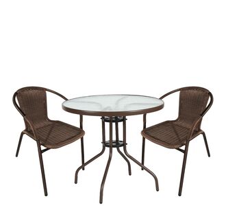 Σετ Τραπεζαρία Κήπου ArteLibre EARTH Καφέ Rattan/Γυαλί/Μέταλλο Με 2 Πολυθρόνες 14990527 14990527 ArteLibre |  Σετ τραπεζαρία κήπου στο espiti